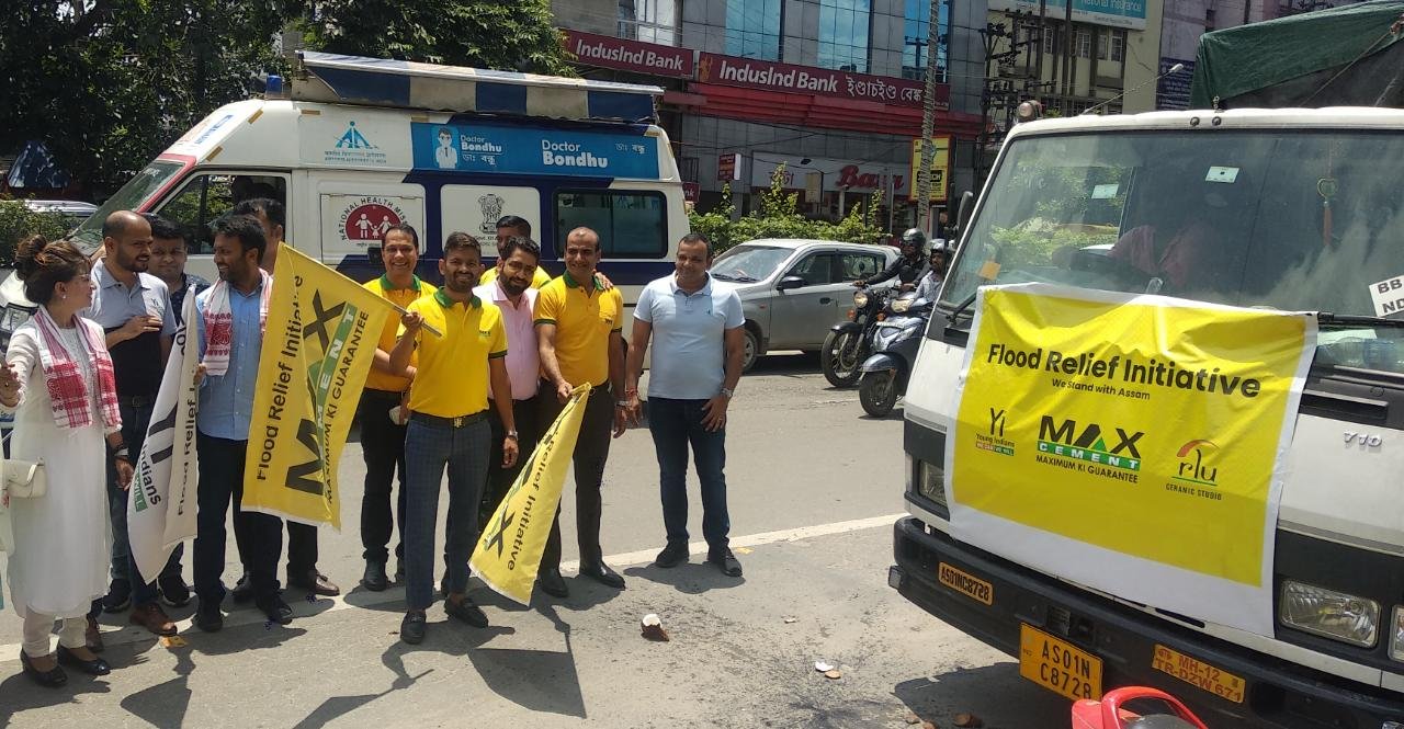 MAX Cement flags off flood relief material for 1000 families of Silchar