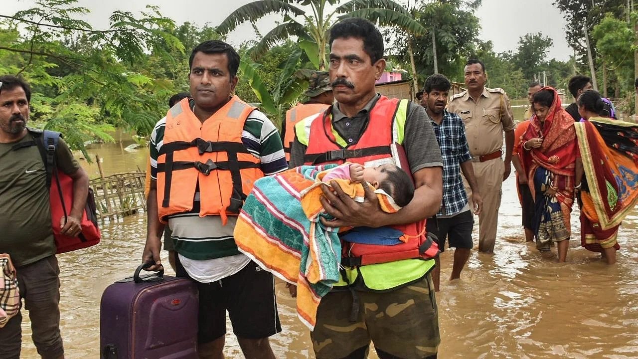 Rescue personnel silver lining amid flood catastrophe in Assam