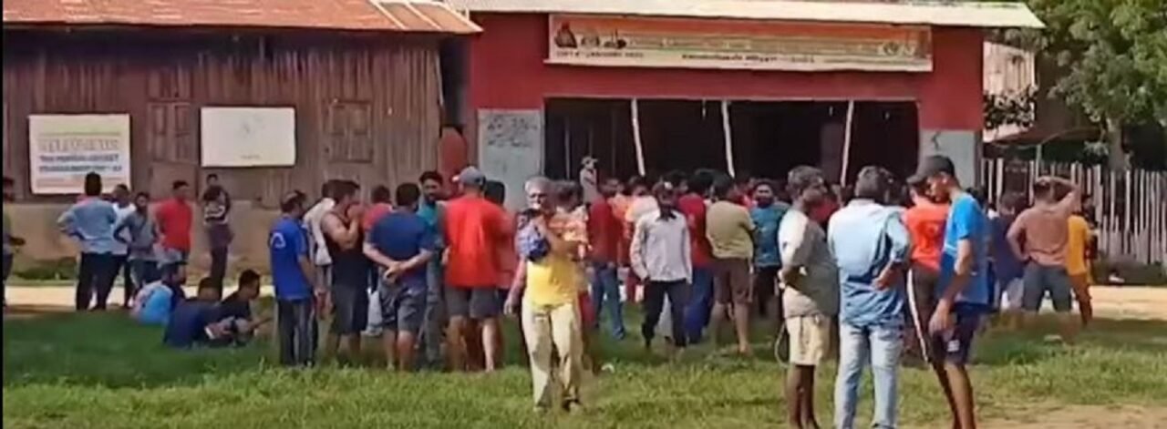 Residents of border town Moreh gathering near Indo-Myanmar gate over killing of two Indians in Myanmar on Tuesday