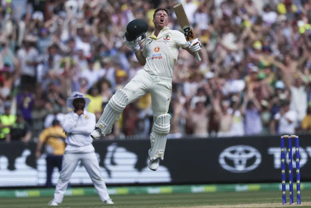 Warner’s double ton in 100th test powers hosts to big lead