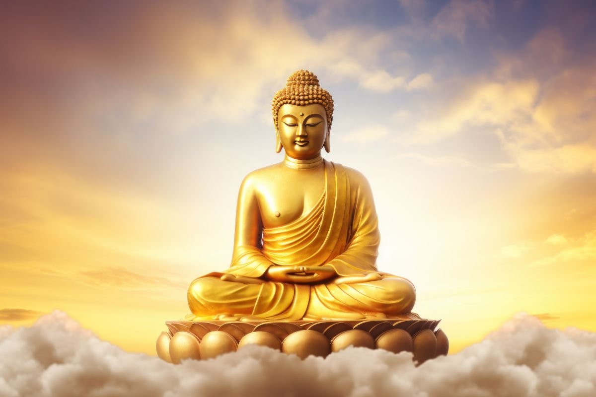 Golden-Nirvana-Scrolls-Gautam-Buddha-Wallpaper-for-wall-1