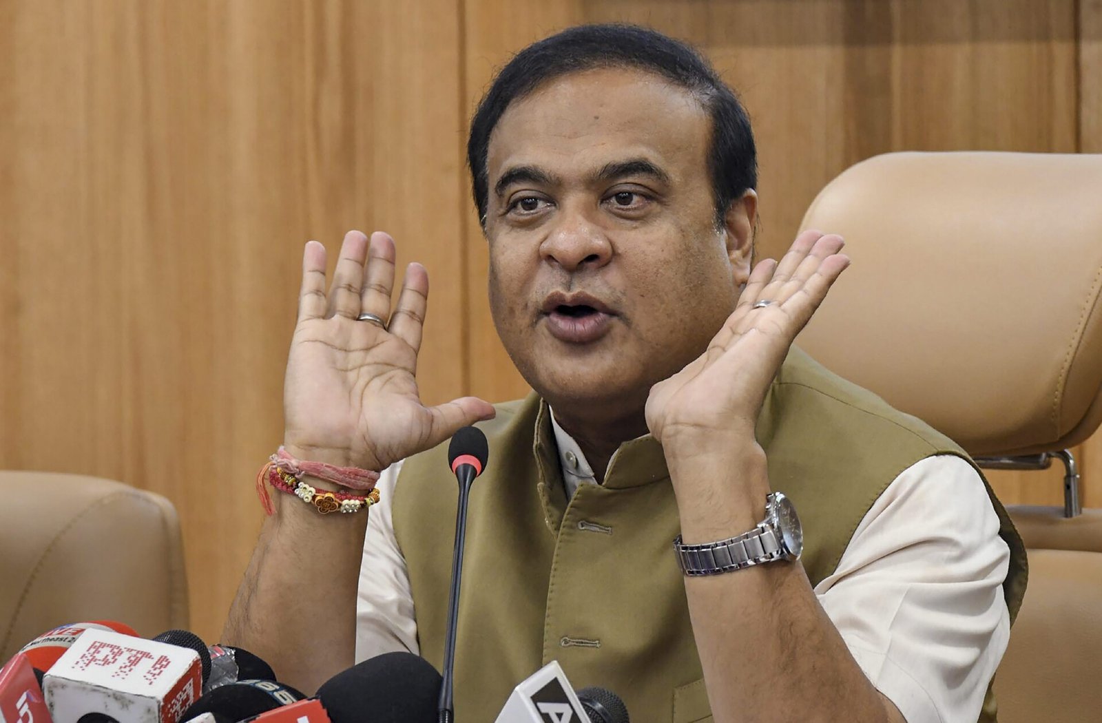 Himanta Biswa Sarma addresses press