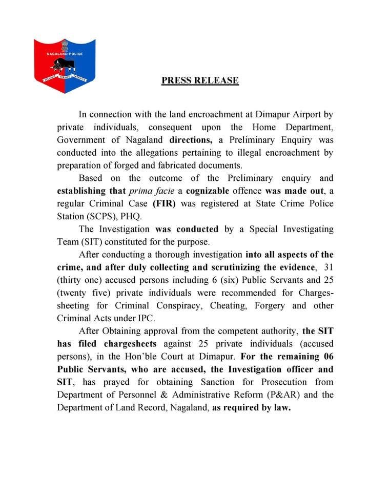 SIT files chargesheet against 25 persons in Dimapur encroachment case 1 SIT files chargesheet against 25 persons in Dimapur encroachment case