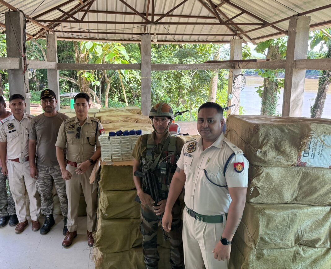 Assam Police and DGAR officials seized drugs and cigarettes from Barak River boat.
