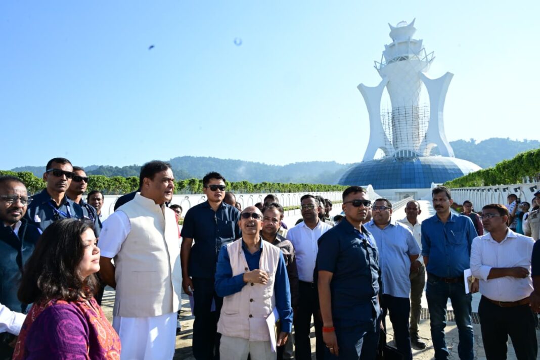 Himanta Biswa Sarma inspecting Swahid Smarak Khetra in Boragaon